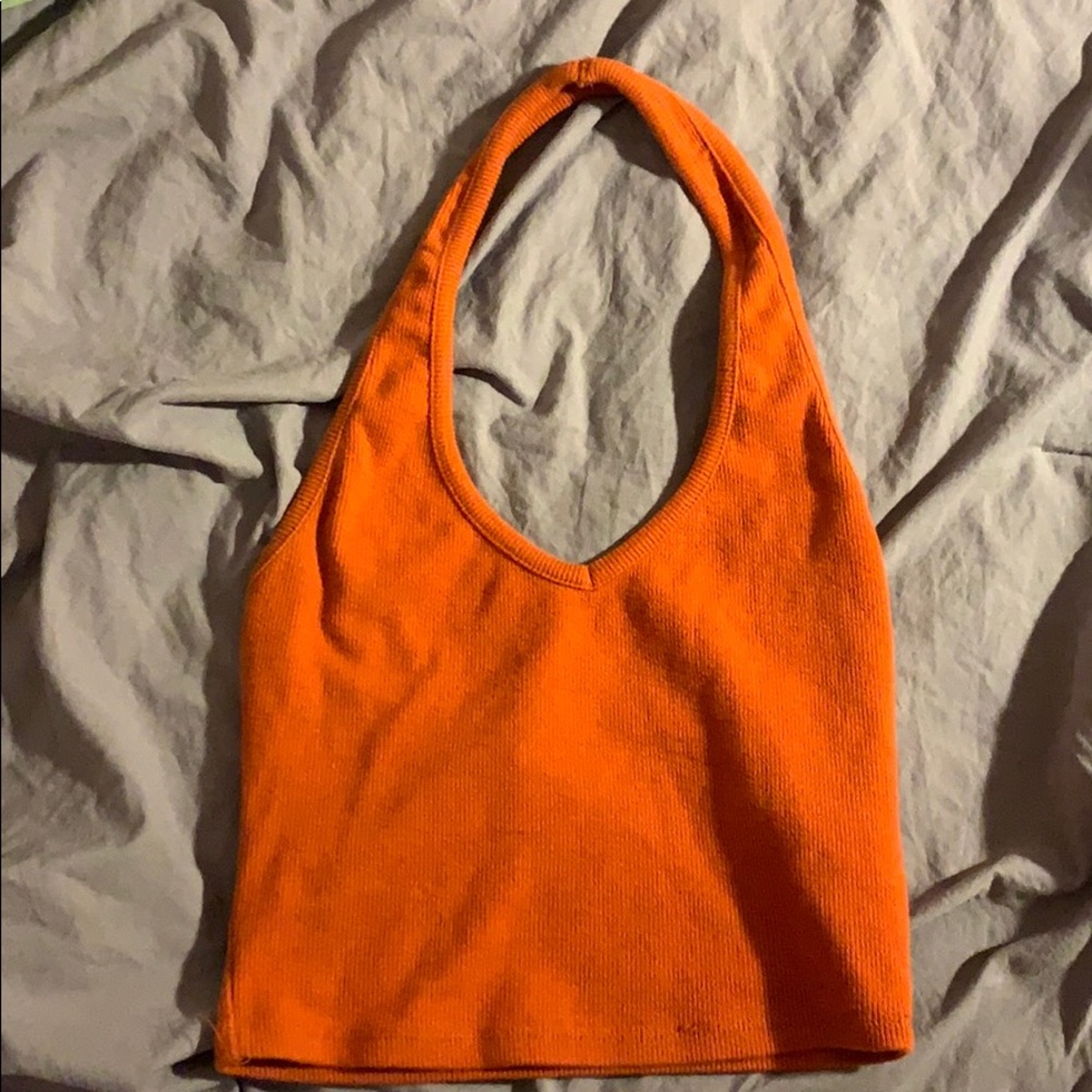 orange cropped halter top